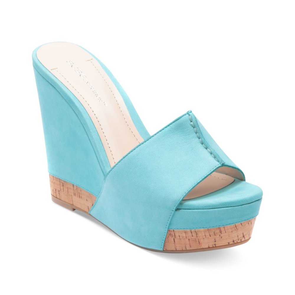 NWOT BCBGeneration Women's Blue Rexx Platform Slide Wedge Sandals - Size 8.5